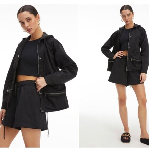 Good American Hooded Volume Jacket coat GP0784 BLACK womens Size 1 Small - Picture 1 of 8